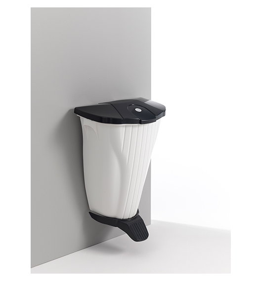 WALL-UP - WHITE BIN W/GREY LID AND PEDAL